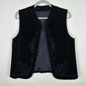 VTG Velvet Womens Sz 12 bollero style vest cording design Cowgirl Cottagecore